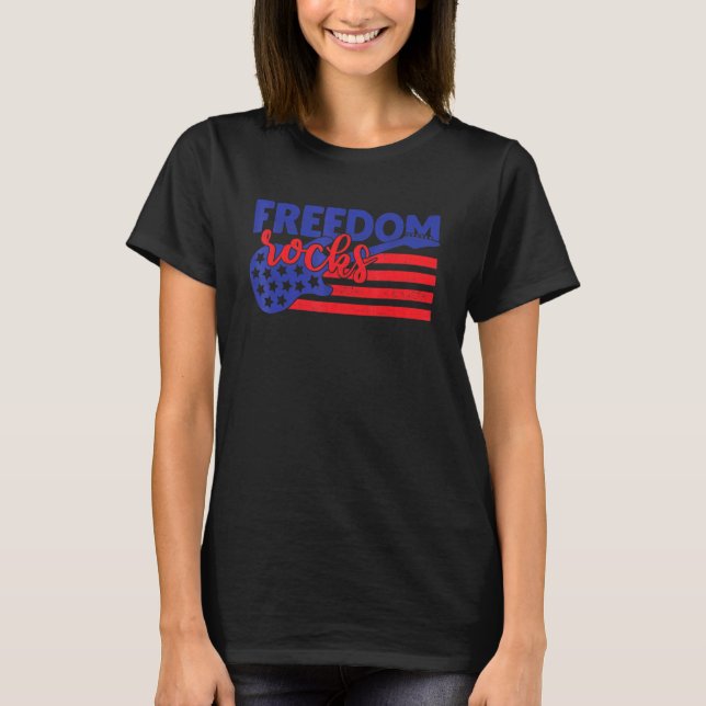 Freedom Sten Musician Guitaris American 4th of Ju T Shirt (Framsida)