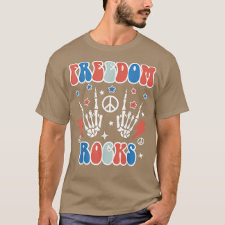 Freedom Sten Skeleton Retro 4:e juli Amerika T Shirt