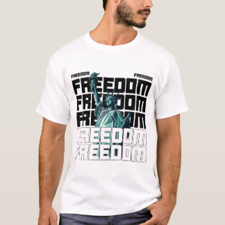 Freedom Typography med Frihetsgudinnan T Shirt