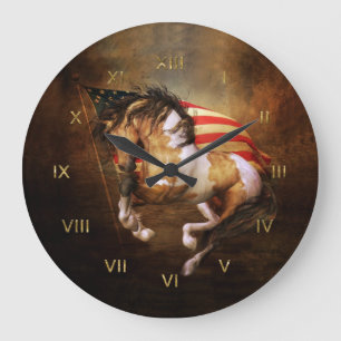 Freedom Vild Horse Wall Clock Stor Klocka