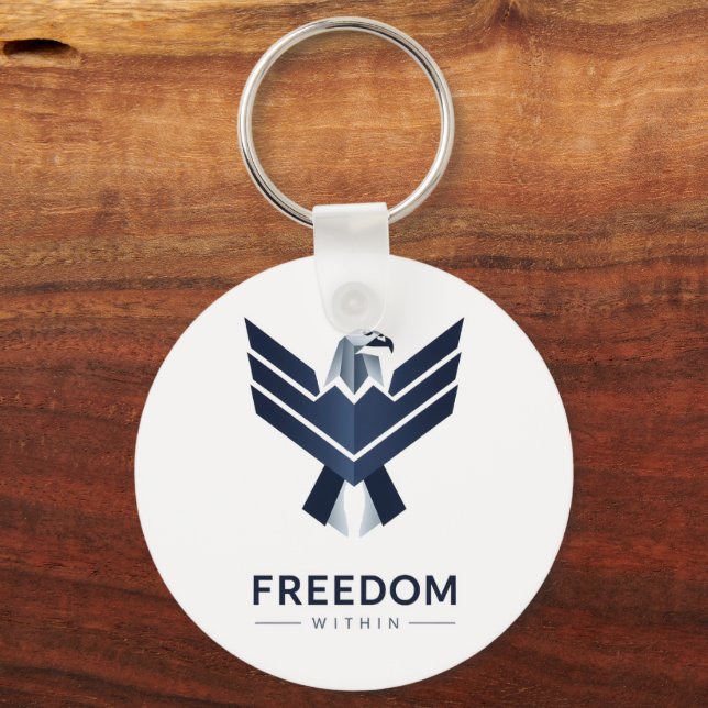 "Freedom Within" Modern Geometric Eagle Nyckelring (Framsida)