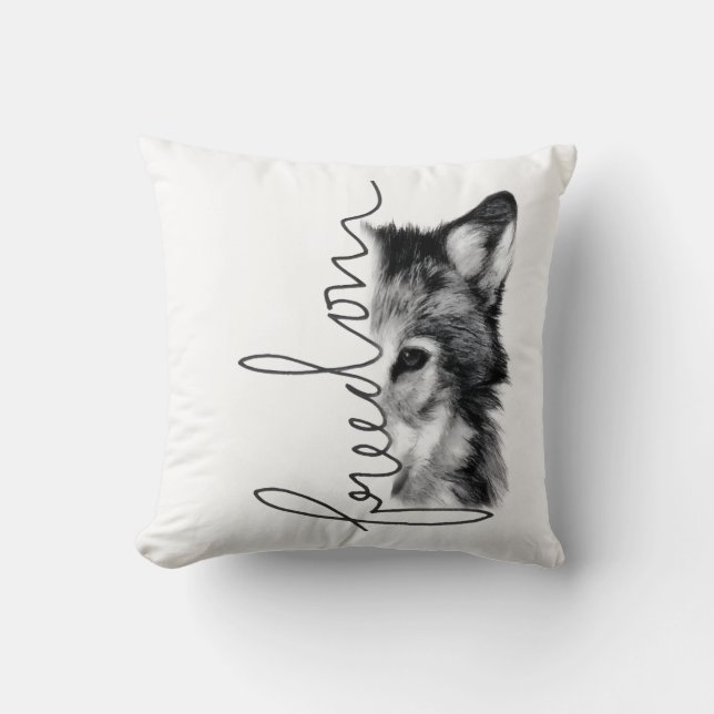 Freedom Wolf Minimal Line Art - Kudde (Framsida)