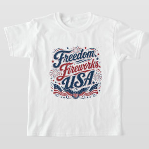 FreedomFireworksUSA–Vintage Patriotisk 4:e Juli T Shirt