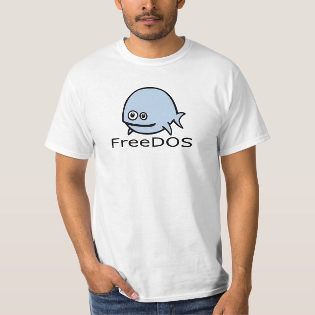 FreeDos fisk - blått med namn Tee Shirt (Framsida)