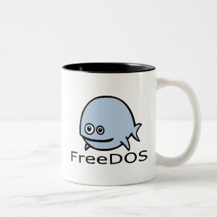 FreeDos fisk - blått med namn Två-Tonad Mugg