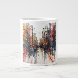 Freeform Hand-Drawn Mural Earthy Tones Jumbo Mugg