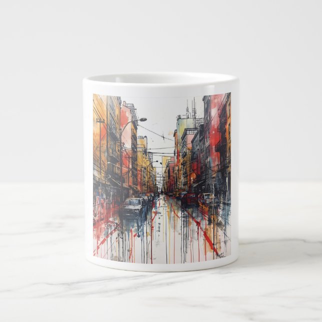 Freeform Hand-Drawn Mural Earthy Tones Jumbo Mugg (Framsidan)
