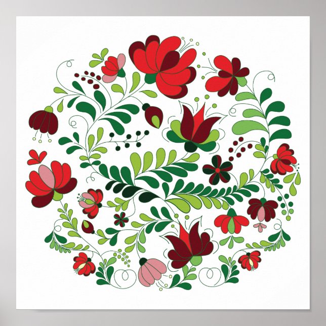 Freehand Hungary Matyo Red and Grönt Poster (Framsidan)