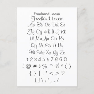 Freehand Loose - Zazzle Font Sampler Lakan Vykort