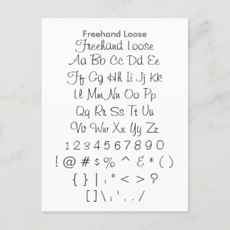 Freehand Loose - Zazzle Font Sampler Lakan Vykort