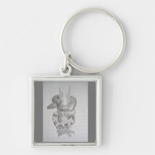Freehand Snake Keychain Fyrkantig Silverfärgad Nyckelring