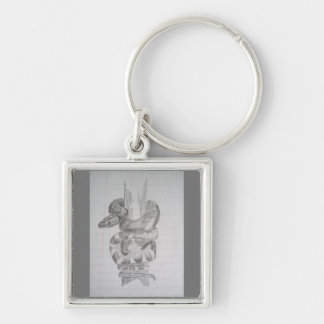 Freehand Snake Keychain Fyrkantig Silverfärgad Nyckelring