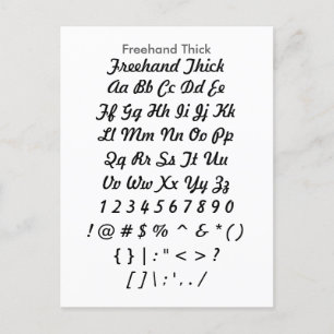 Freehand Thick - Zazzle Font Sampler Lakan Vykort