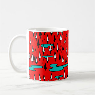 Freehand träd: Skandinaviska julen mönster. Kaffemugg