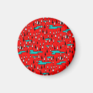 Freehand träd: Skandinaviska julen mönster. Magnet