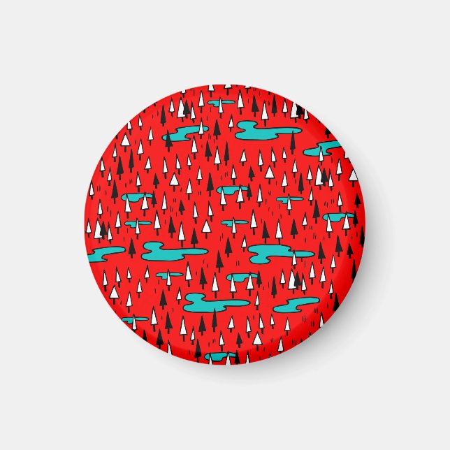 Freehand träd: Skandinaviska julen mönster. Magnet (Framsidan)