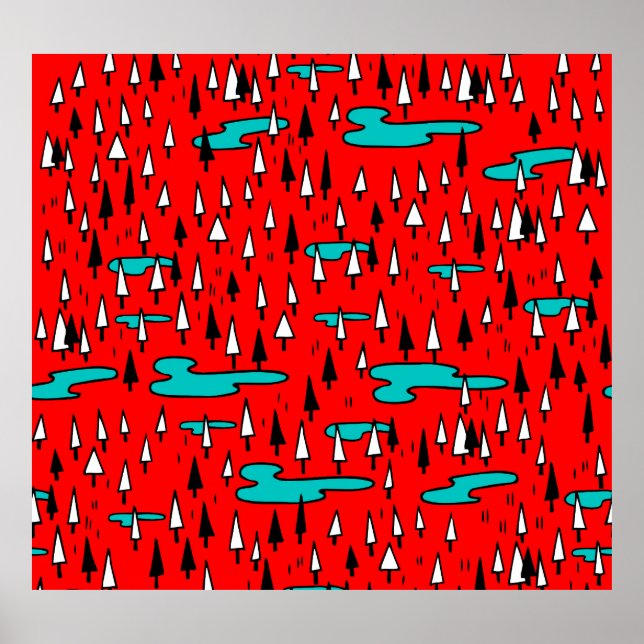 Freehand träd: Skandinaviska julen mönster. Poster (Framsidan)