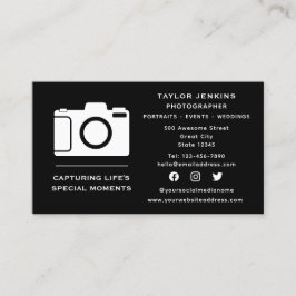 Freelance-fotograf för snyggt Social Media Camera Visitkort