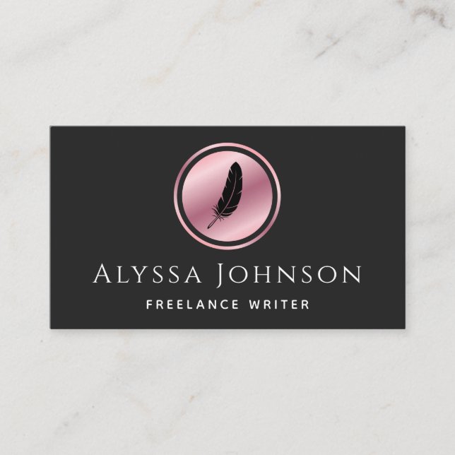 Freelance Writer Copywriter Minimal Ro Guld Logoty Visitkort (Framsida)