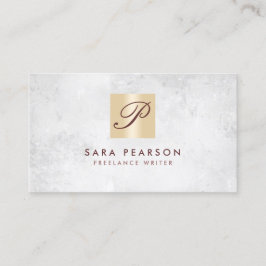 Freelance Writer-Elegant GoldMonogram BusinessCard Visitkort