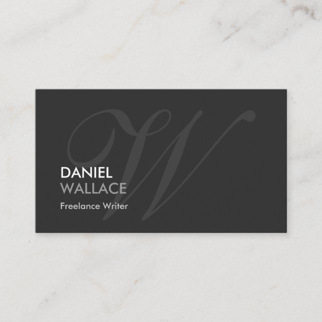 Freelance Writer - Modern Swash Monogram Visitkort (Framsida)