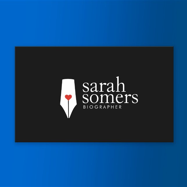 Freelance Writer och Novelist Calligraphy Pen Logo Visitkort (Skapare uppladdad)