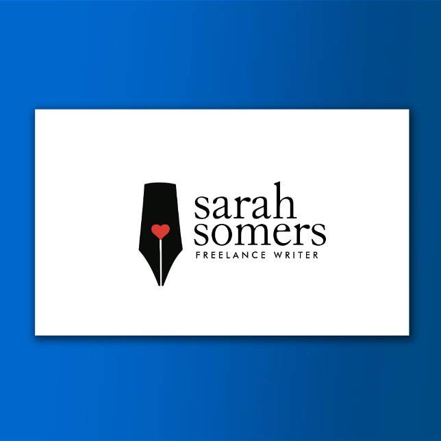 Freelance Writer och Novelist Calligraphy Pen Logo Visitkort (Skapare uppladdad)