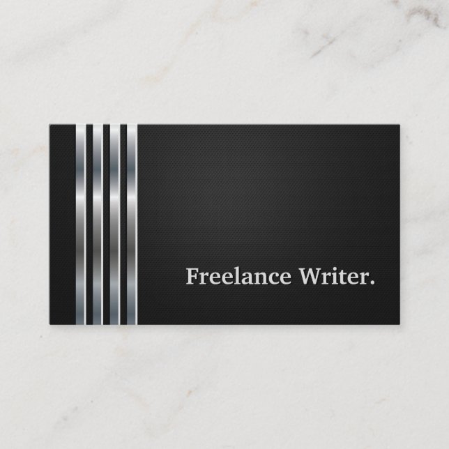 Freelance Writer Professionell Black Silver Visitkort (Framsida)