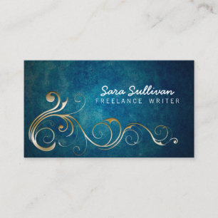 Freelance Writer Publishing Guld Blommigt Swirls Visitkort