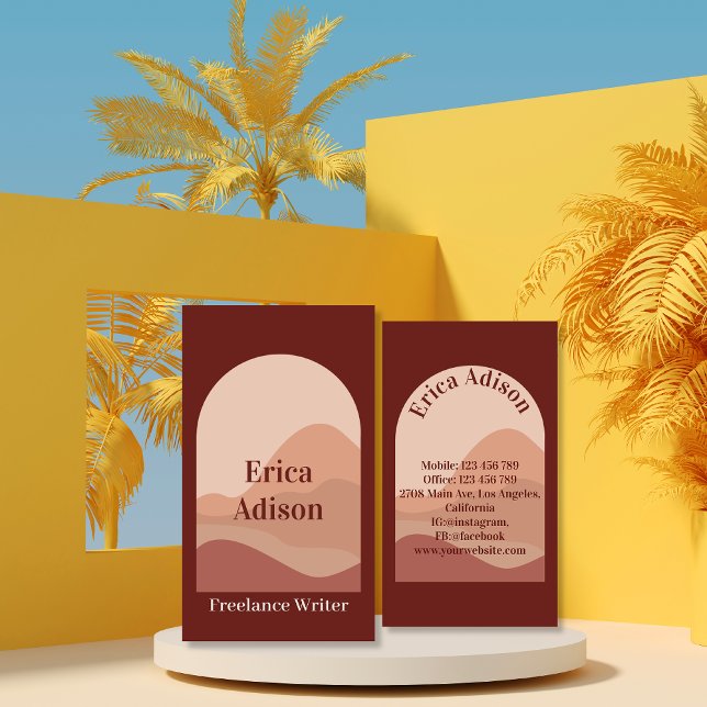 Freelance Writer Terracotta Abstrakt Boho Visitkort (Skapare uppladdad)