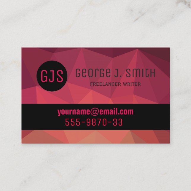 Freelancer-författare, modernt högteknologiskt aff visitkort (Framsida)