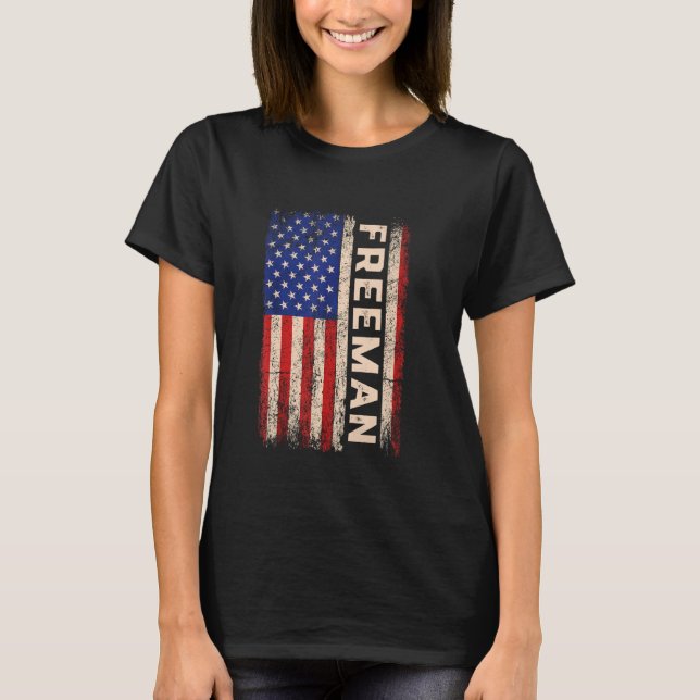 Freeman Efternamn Shirt Freeman Namn American Flag T (Framsida)