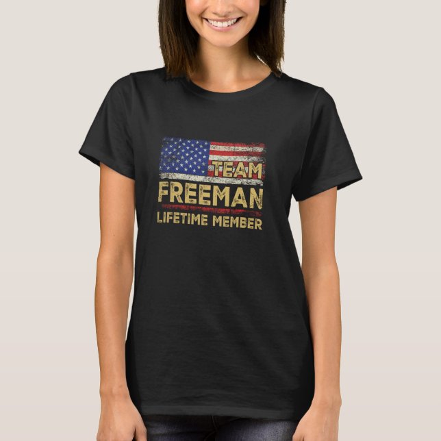 Freeman Efternamn Shirt Team Freeman Livstid Memb T Shirt (Framsida)