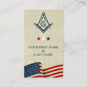 Freemason-Affärskort Old glory American Flagga Visitkort