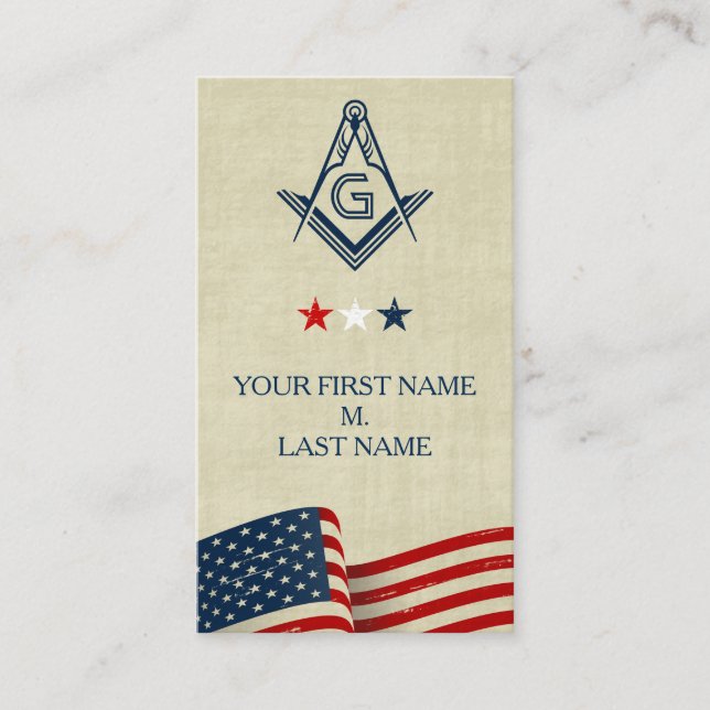 Freemason-Affärskort | Old glory American Flagga Visitkort (Framsida)