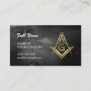 Freemason-Affärskort Svart och Guld vattenfärg Visitkort