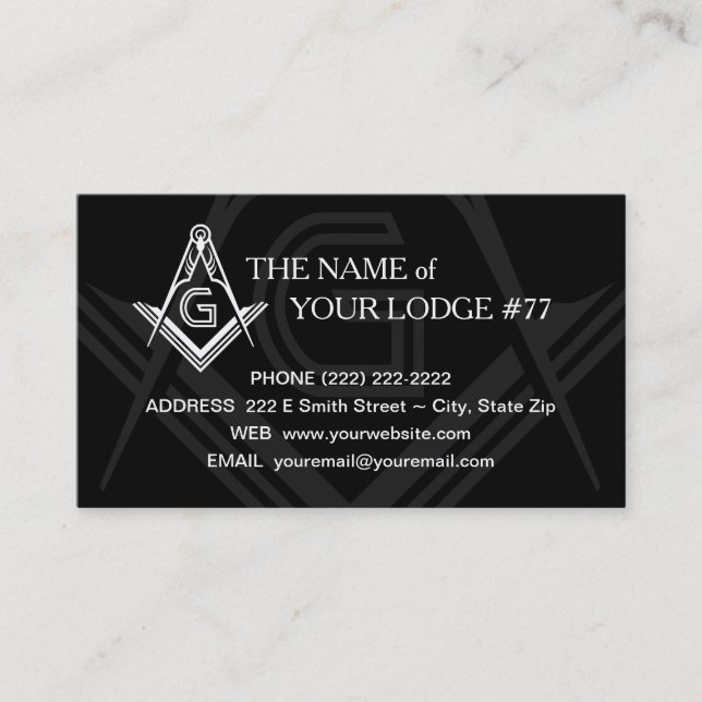 Freemason-Affärskortet - Masonic Anpassningsbar Ca Visitkort (Framsida)