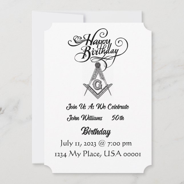 Freemason Birthday-inbjudan Inbjudningar (Framsida)