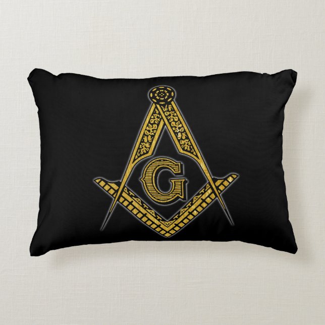 Freemason (Black & Guld) Prydnadskudde (Framsidan)