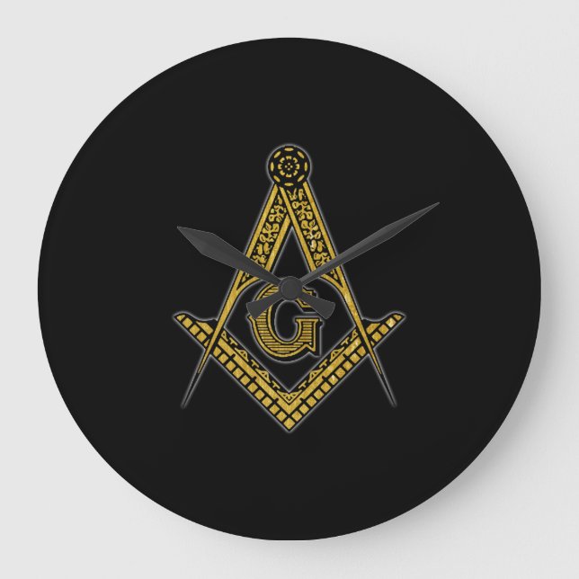 Freemason (Black & Guld) Stor Klocka (Framsida)