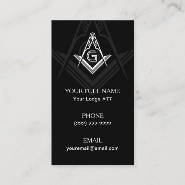 Freemason Business Card-mallar | Masoniskt kort (Framsida)
