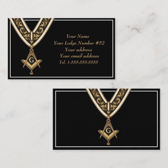 Freemason Freemasonry Symbol Masonic Black Gold Visitkort (Fram/baksida)