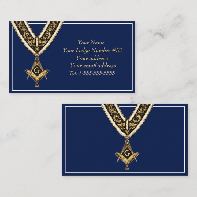 Freemason Freemasonry Symbol Masonic Blue Gold Visitkort (Fram/baksida)