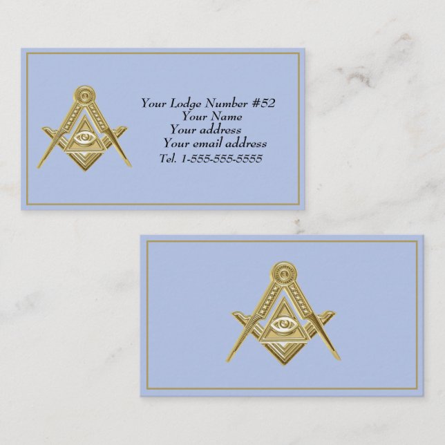 Freemason Freemasonry Symbol Masonic Blue Visitkort (Fram/baksida)