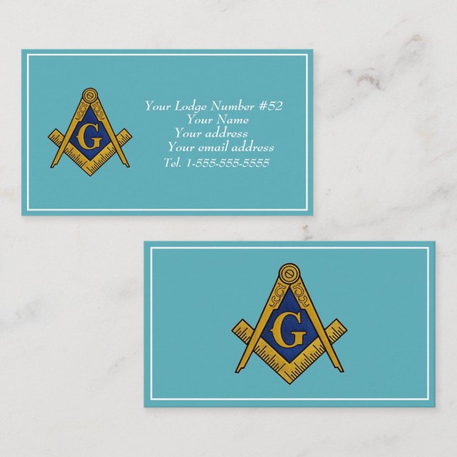 Freemason Freemasonry Symbol Masonic Blue Visitkort (Fram/baksida)