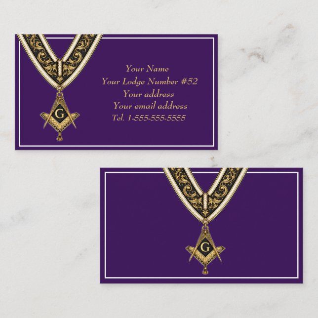 Freemason Freemasonry Symbol Masonic Purple Gold Visitkort (Fram/baksida)