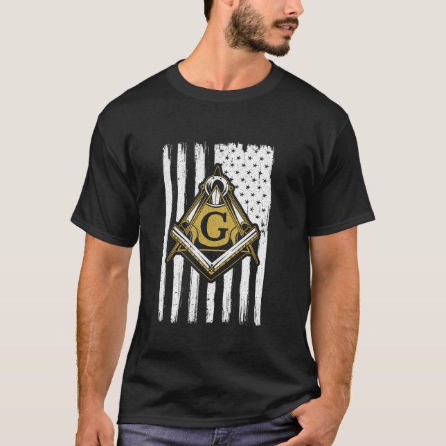 Freemason Masonic Fraternal Freemasonry USA flagga T Shirt (Framsida)