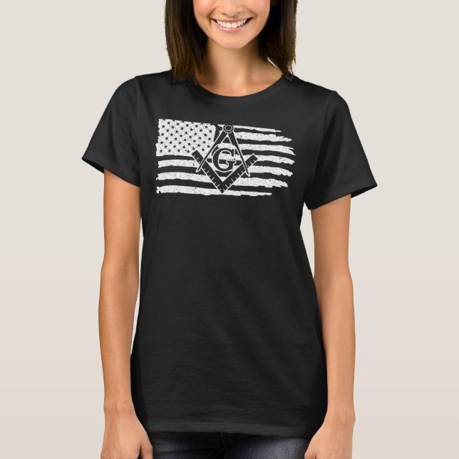 Freemason Masonic Fraternal Freemasonry USA flagga T Shirt (Framsida)