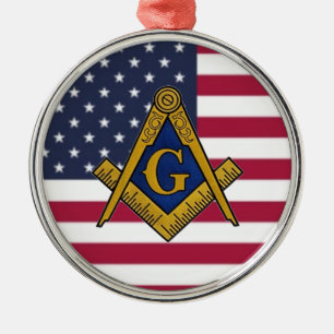 Freemason Masonic Freemasonry American Flagga Julgransprydnad Metall