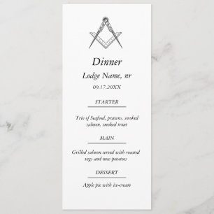 Freemason Masonic Masonry Dinner Food Meny